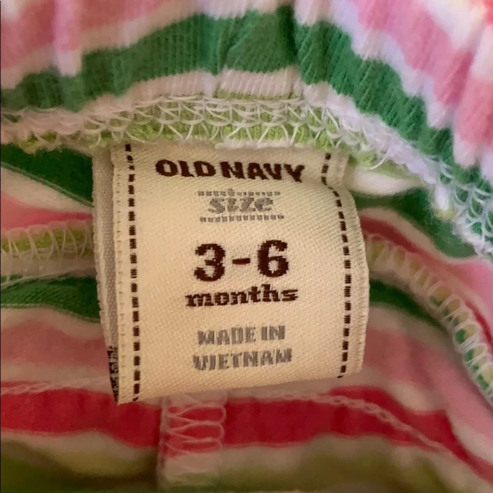 Old Navy 3-6m Baby Girl Easter Outfit Onesie Pants Pink Green Stripes 3m 6m - Picture 3 of 4